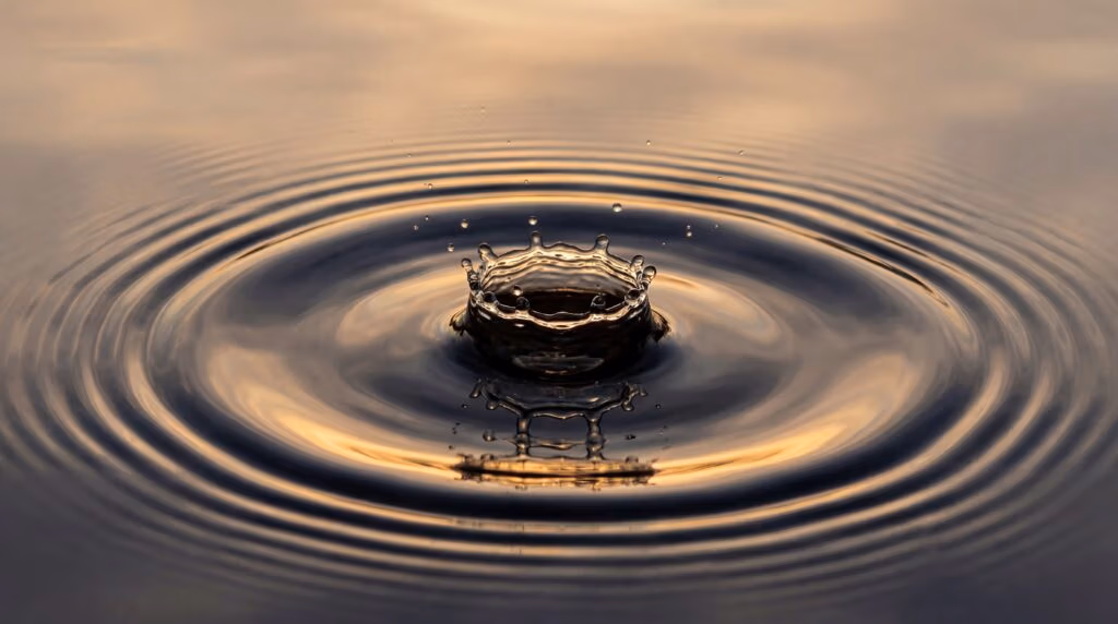 Waterdrop falling down in slow motion